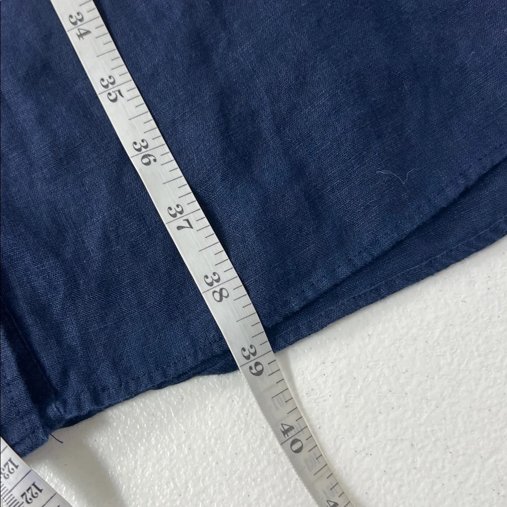 J.CREW Sz L Navy Blue Capitaine 100% Linen Shirtdress EUC Minimalist Summer - Picture 6 of 10